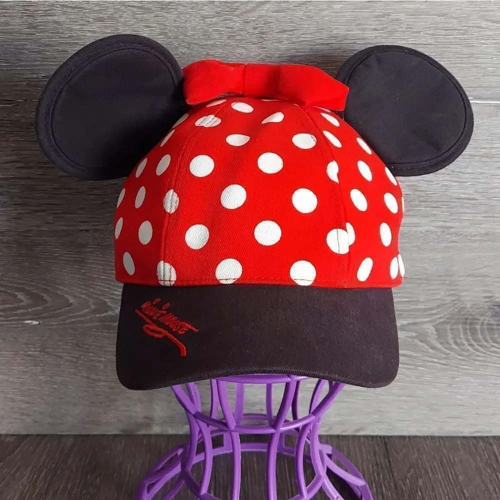 Disney Parks Minnie Mouse Ear Hat Red Polka Dot Youth Cap